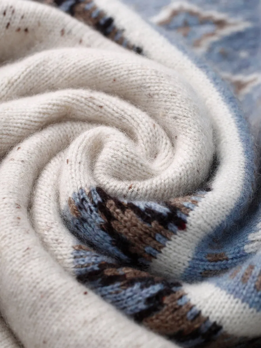 100% Cashmere Women's Mock Neck Fair Isle Cable Knit Sweater sold by COMOBOCA product image thumbnail 2