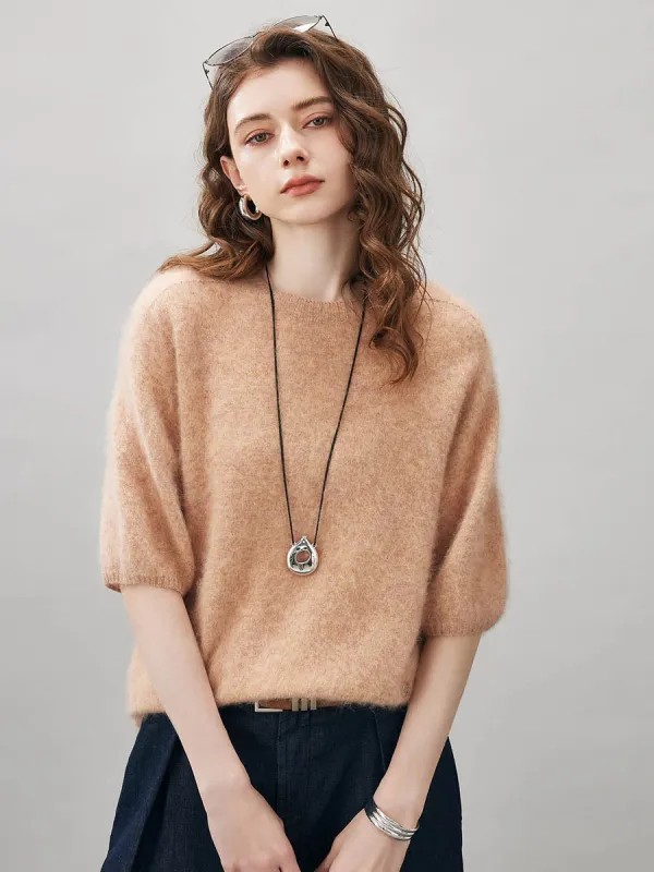 Women's Wool Seamless Brushed Half Sleeve Knit Sweater sold by COMOBOCA