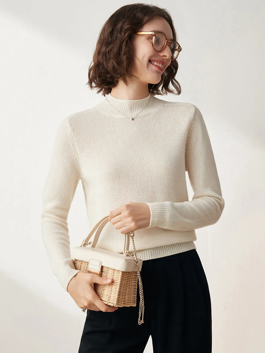 100% Cashmere Women's Mock Neck Knit Sweater sold by COMOBOCA product image thumbnail 3