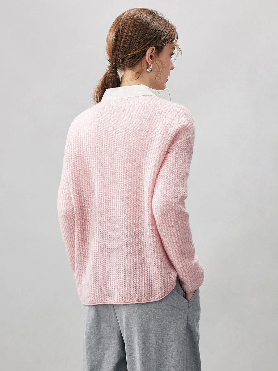 100% Cashmere Women's Ribbed V-Neck Knit Sweater sold by COMOBOCA product image thumbnail 5