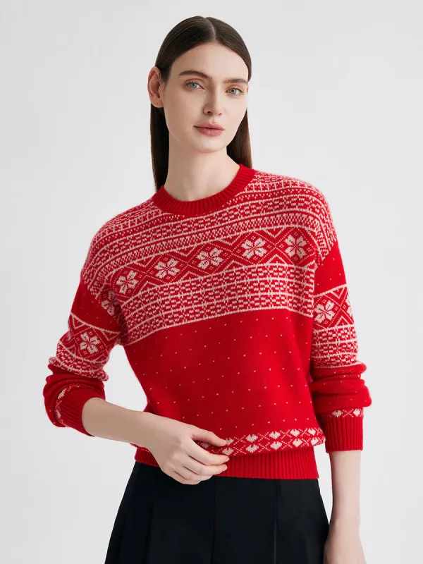 100% Cashmere Women's Fair Isle Snowflake Sweater sold by COMOBOCA