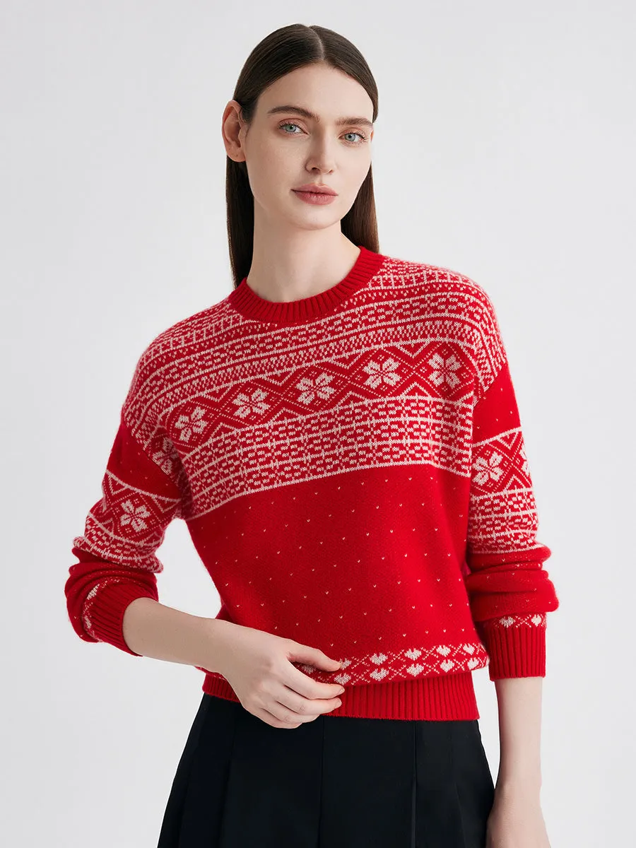 100% Cashmere Women's Fair Isle Snowflake Sweater sold by CB Cashmere