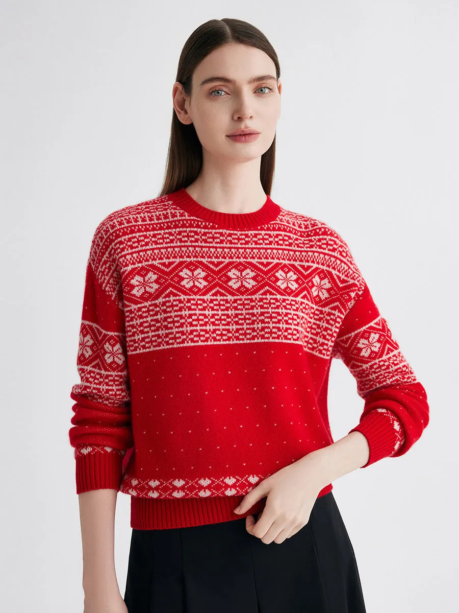 100% Cashmere Women's Fair Isle Snowflake Sweater sold by CB Cashmere product image thumbnail 3