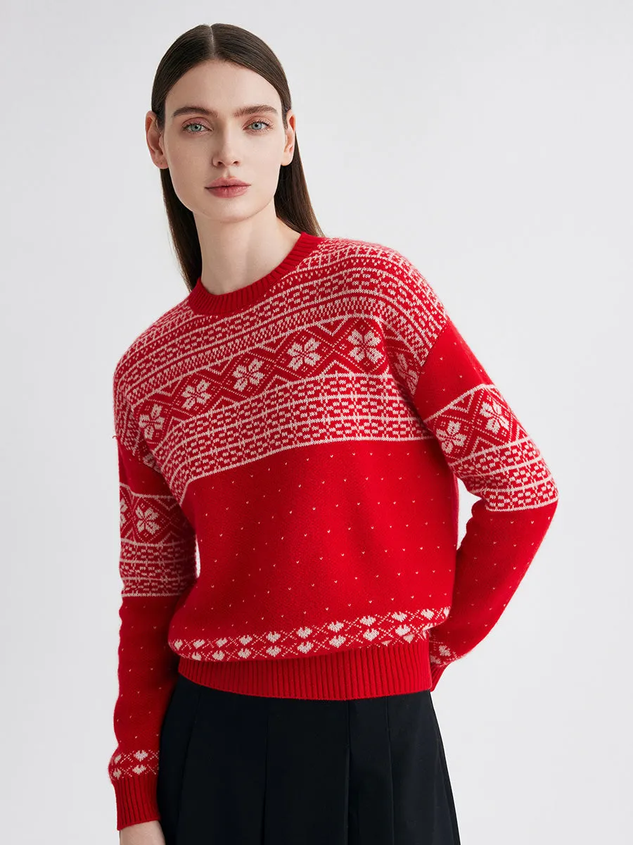 100% Cashmere Women's Fair Isle Snowflake Sweater sold by CB Cashmere product image thumbnail 4