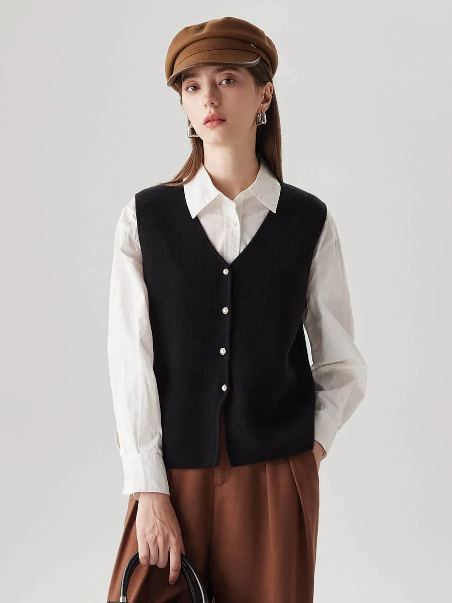 100% Wool Women's Button-Down Knit Vest sold by COMOBOCA product image thumbnail 4