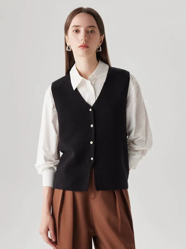 100% Wool Women's Button-Down Knit Vest sold by COMOBOCA