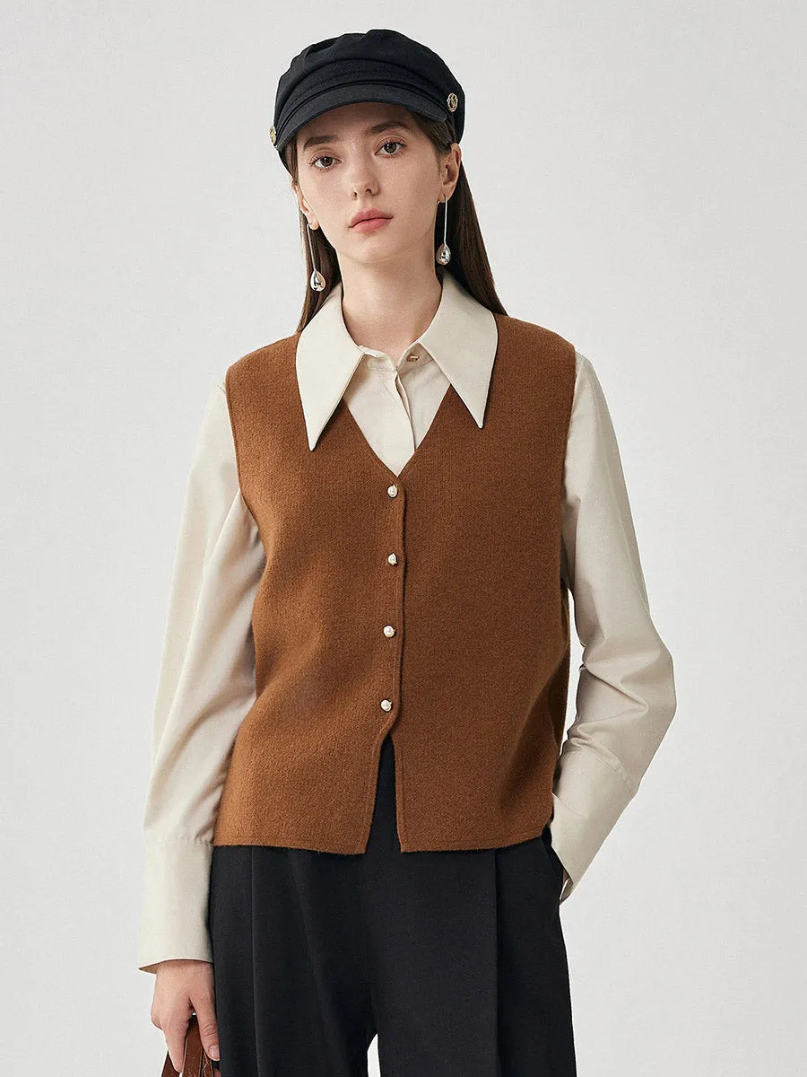 100% Wool Women's Button-Down Knit Vest sold by COMOBOCA product image thumbnail 2