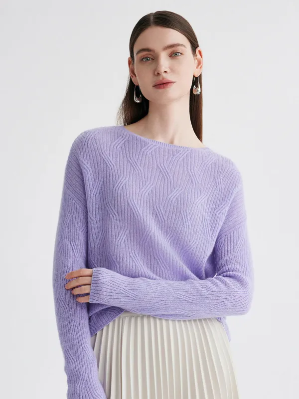100% Cashmere Women's Geometric Wave Knit Sweater sold by COMOBOCA
