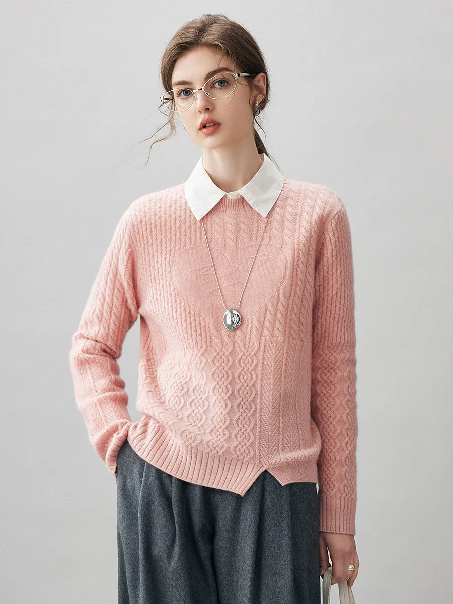100% Cashmere Women's Cable Heart Patterned Knit Sweater sold by CB Cashmere product image thumbnail 4
