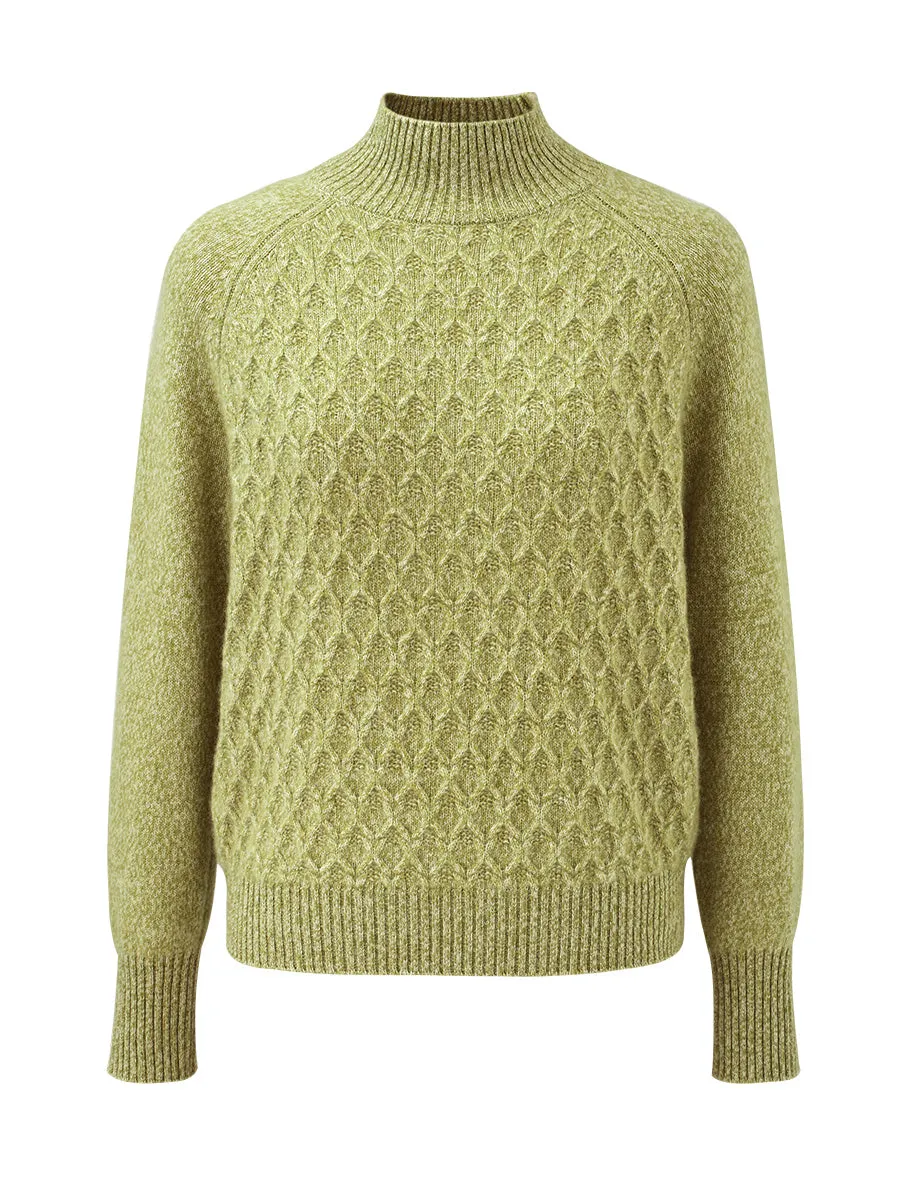 100% Cashmere Women's Cable Knit Mock Neck Sweater sold by COMOBOCA product image thumbnail 5