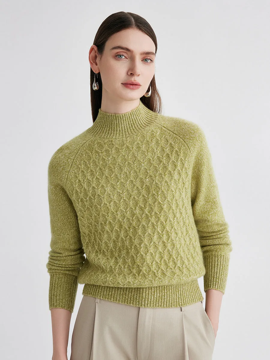 100% Cashmere Women's Cable Knit Mock Neck Sweater sold by COMOBOCA product image thumbnail 3