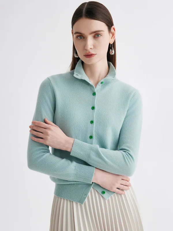 100% Cashmere Women's Turtleneck Button Front Knit Cardigan sold by COMOBOCA