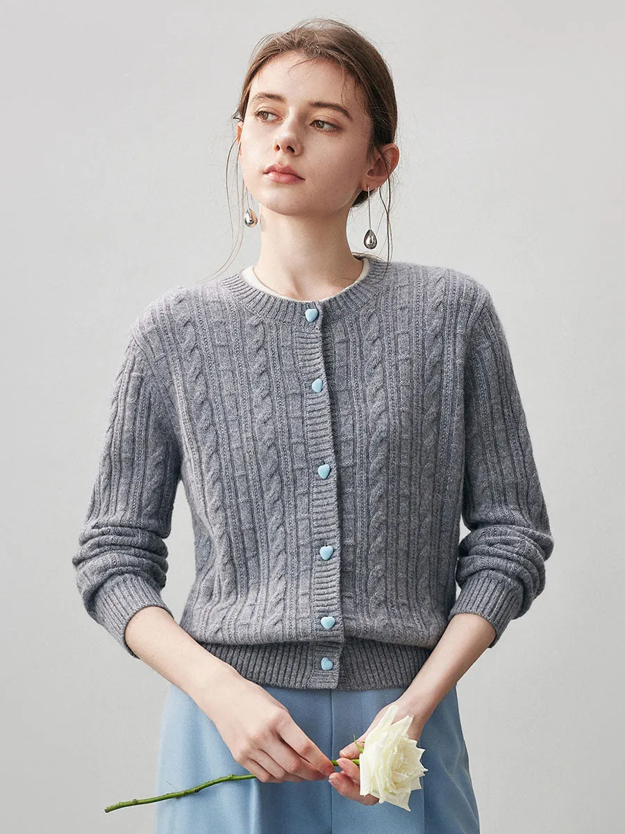 100% Cashmere Women's Cable Button Front Knit Cardigan sold by COMOBOCA product image thumbnail 2
