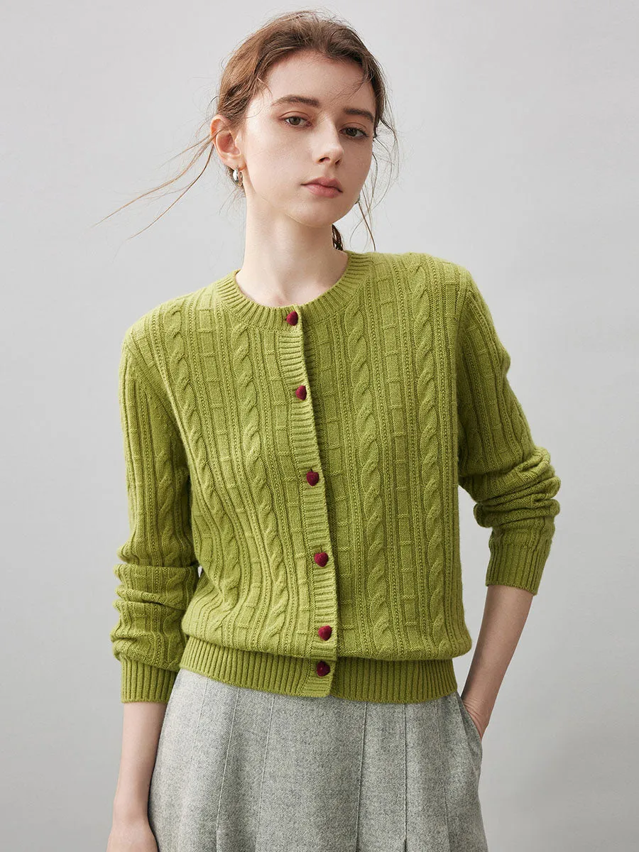 100% Cashmere Women's Cable Button Front Knit Cardigan sold by COMOBOCA product image thumbnail 3