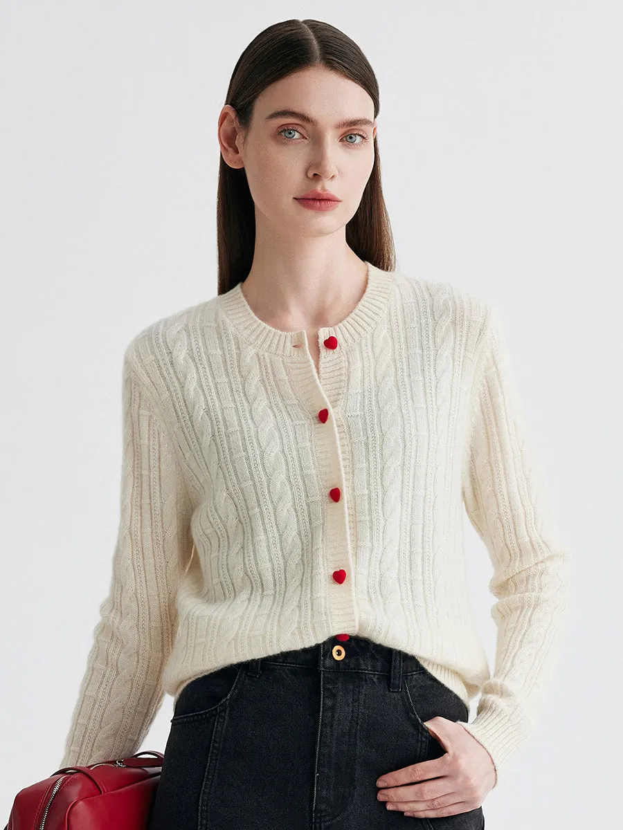 100% Cashmere Women's Cable Button Front Knit Cardigan sold by COMOBOCA