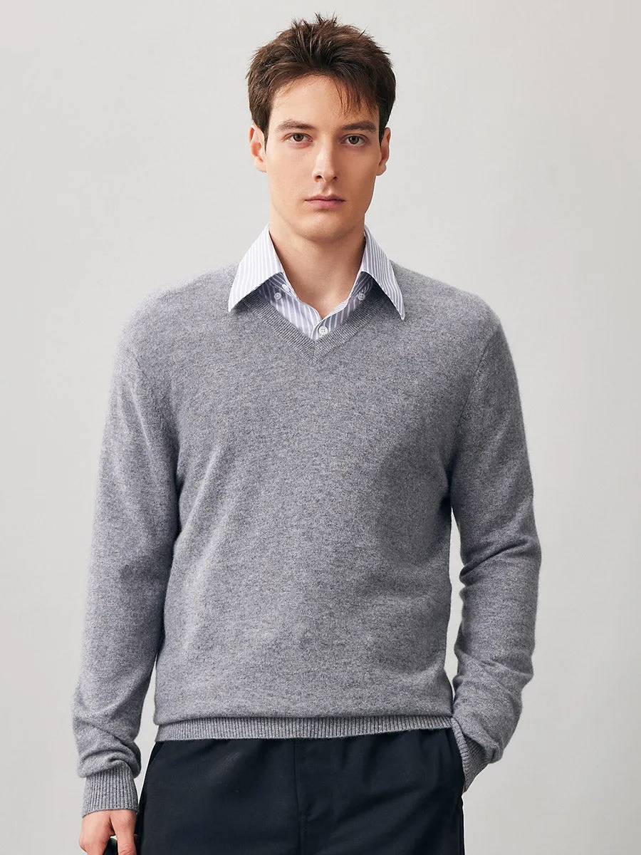 100% Cashmere Men's V-Neck Sweater sold by COMOBOCA product image thumbnail 3