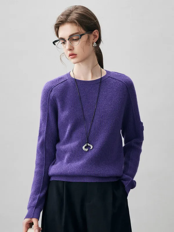 100% Cashmere Women's Ribbed Round Neck Sweater sold by COMOBOCA