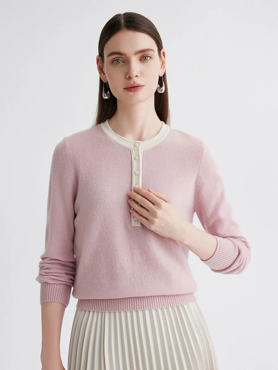 100% Cashmere Women's Contrast Trim Button Front Sweater sold by COMOBOCA product image thumbnail 5