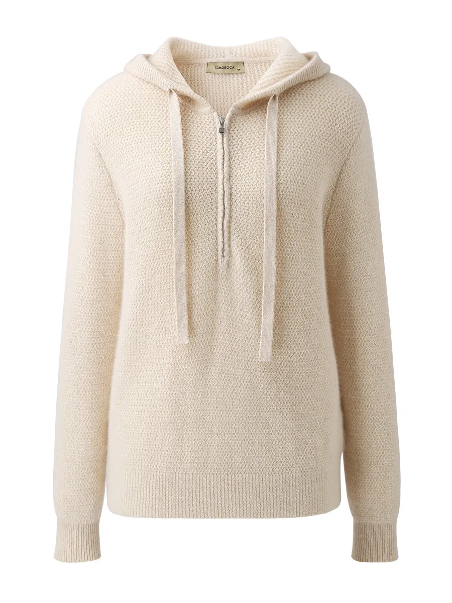 100% Cashmere Women's Half Zip Hoodie sold by COMOBOCA product image thumbnail 4
