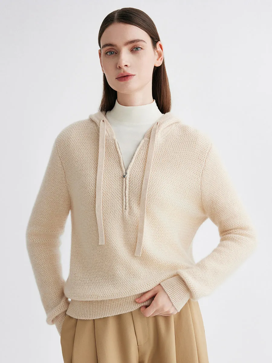 100% Cashmere Women's Half Zip Hoodie sold by COMOBOCA