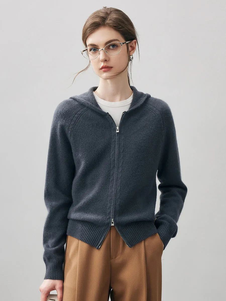 100% Cashmere Women's Double Zip Hoodie sold by COMOBOCA