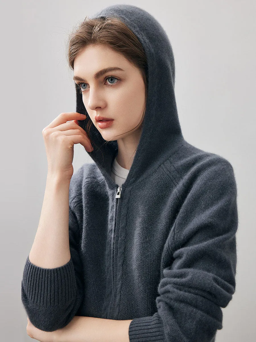100% Cashmere Women's Double Zip Hoodie sold by COMOBOCA product image thumbnail 3