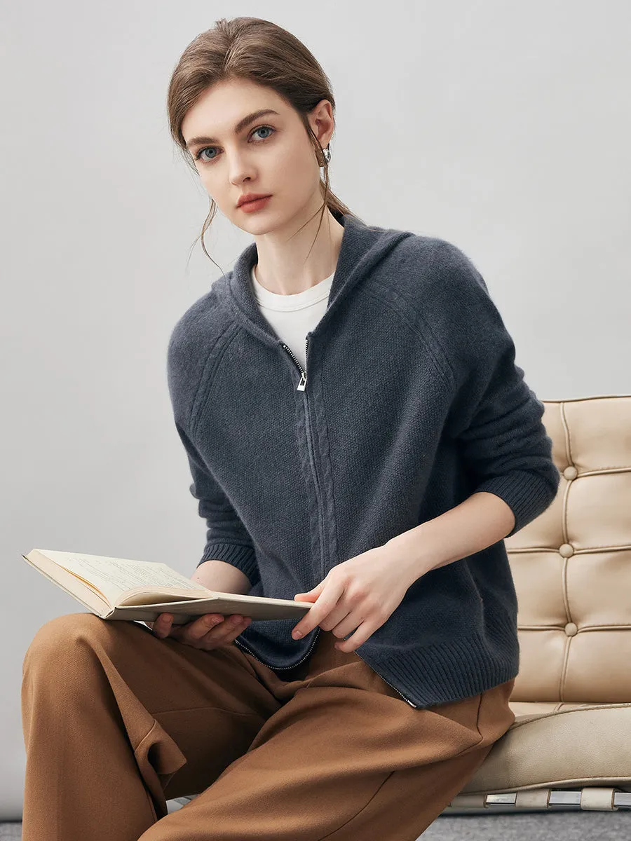 100% Cashmere Women's Double Zip Hoodie sold by COMOBOCA product image thumbnail 2