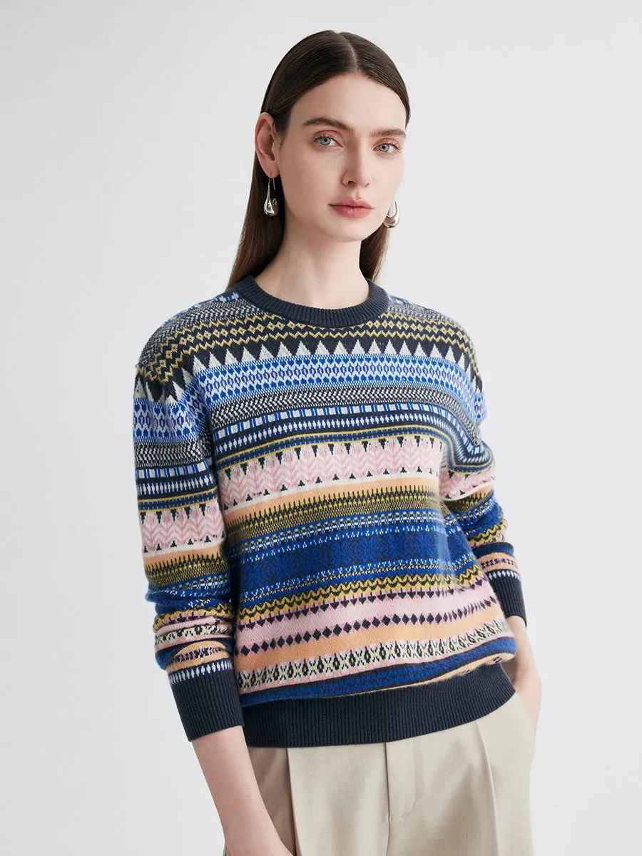 100% Cashmere Women's Fair Isle Round Neck Sweater sold by COMOBOCA product image thumbnail 4