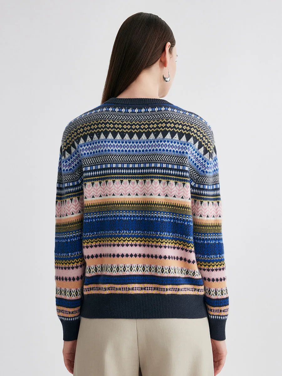 100% Cashmere Women's Fair Isle Round Neck Sweater sold by COMOBOCA product image thumbnail 3