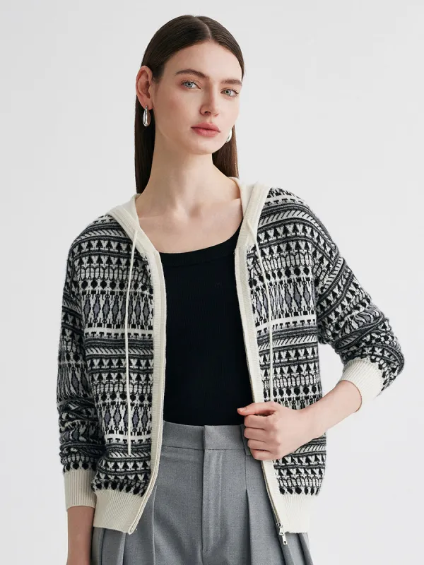 100% Cashmere Women's Fair Isle Double Zip Hoodie sold by COMOBOCA