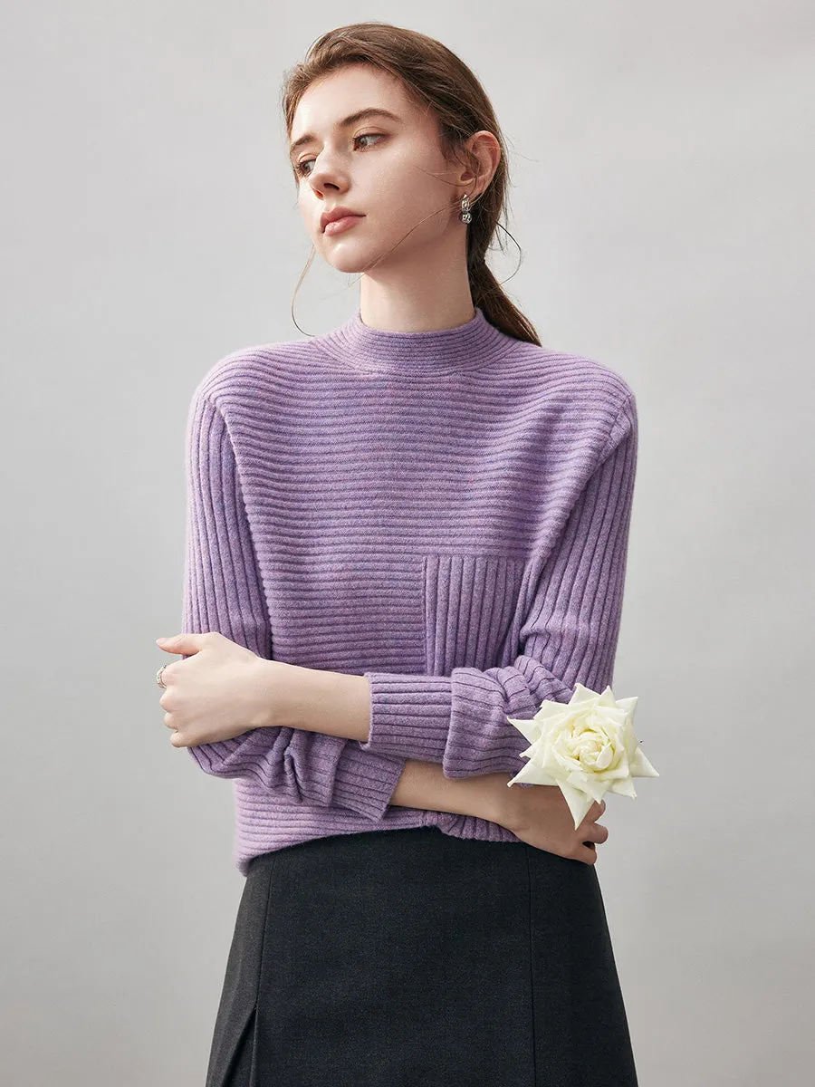 100% Cashmere Women's Asymmetric Ribbed Mock Neck Sweater sold by COMOBOCA product image thumbnail 5