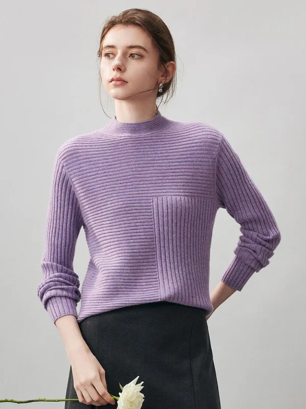 100% Cashmere Women's Asymmetric Ribbed Mock Neck Sweater sold by COMOBOCA