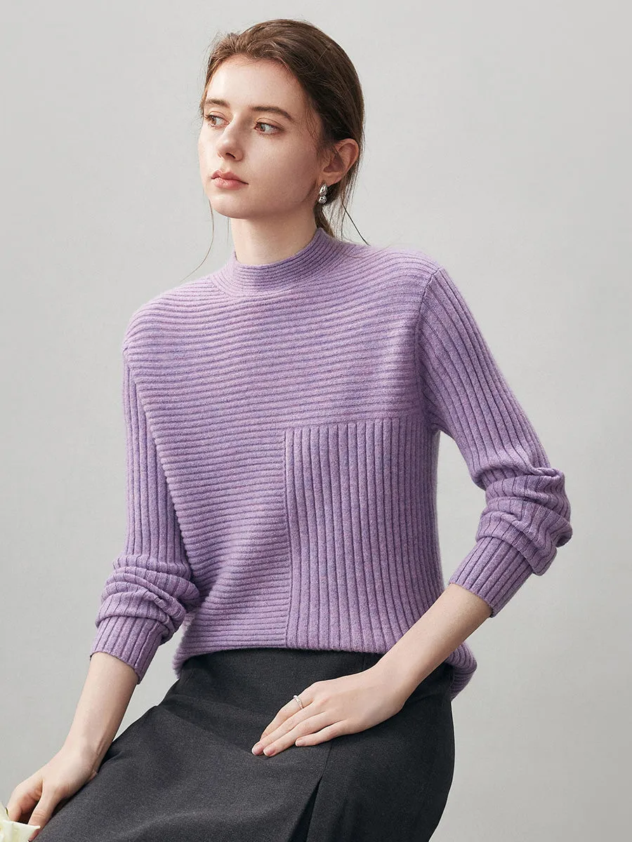 100% Cashmere Women's Asymmetric Ribbed Mock Neck Sweater sold by COMOBOCA product image thumbnail 4