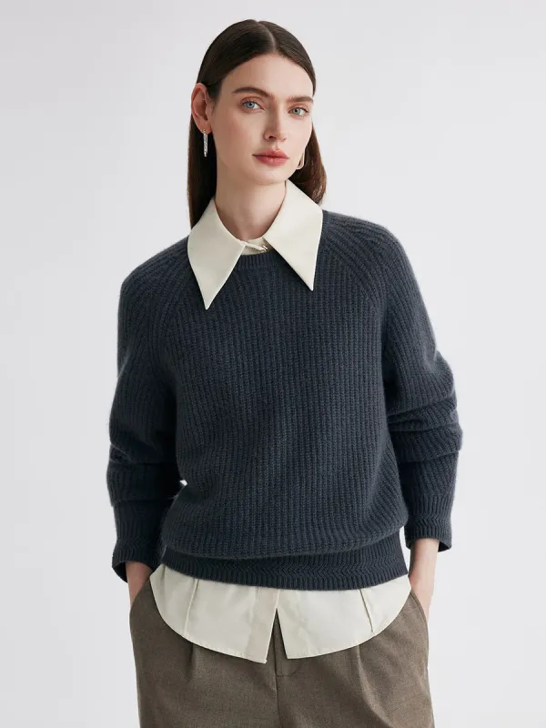 100% Cashmere Women's Ribbed Round Neck Sweater sold by COMOBOCA