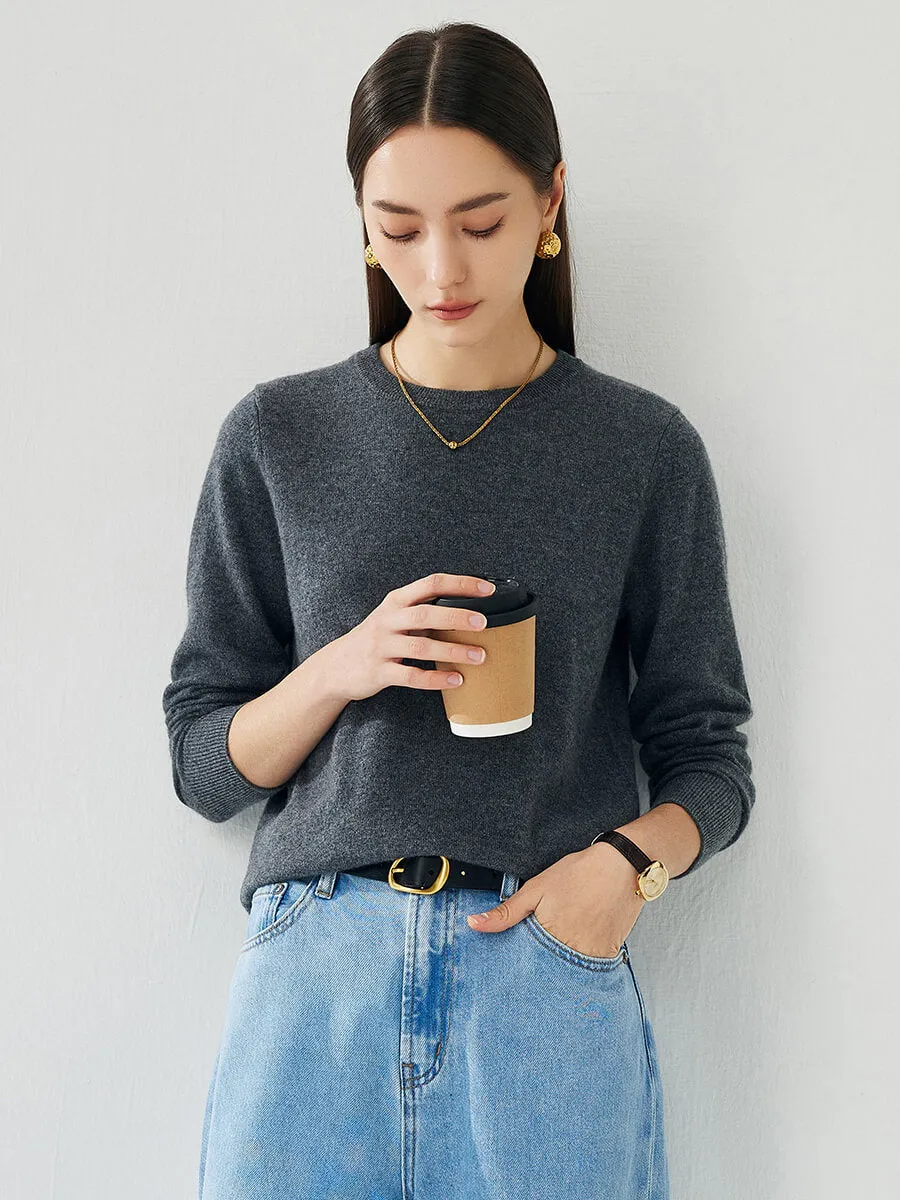 100% Cashmere Women's Round Neck Sweater sold by COMOBOCA product image thumbnail 5