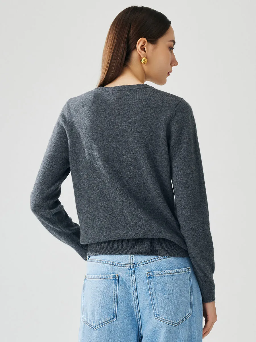 100% Cashmere Women's Round Neck Sweater sold by COMOBOCA product image thumbnail 3