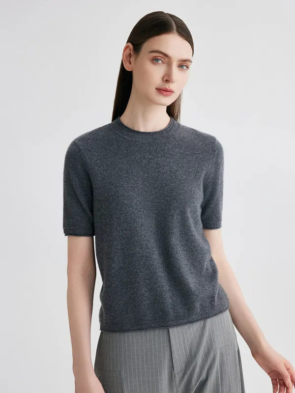100% Cashmere Women's Round Neck T-Shirt sold by COMOBOCA