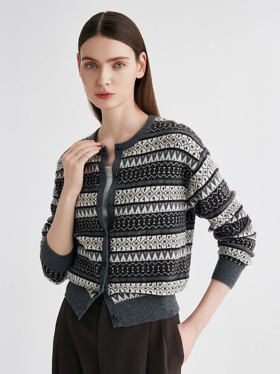 100% Cashmere Women's Fair Isle Knit Cardigan sold by COMOBOCA product image thumbnail 4