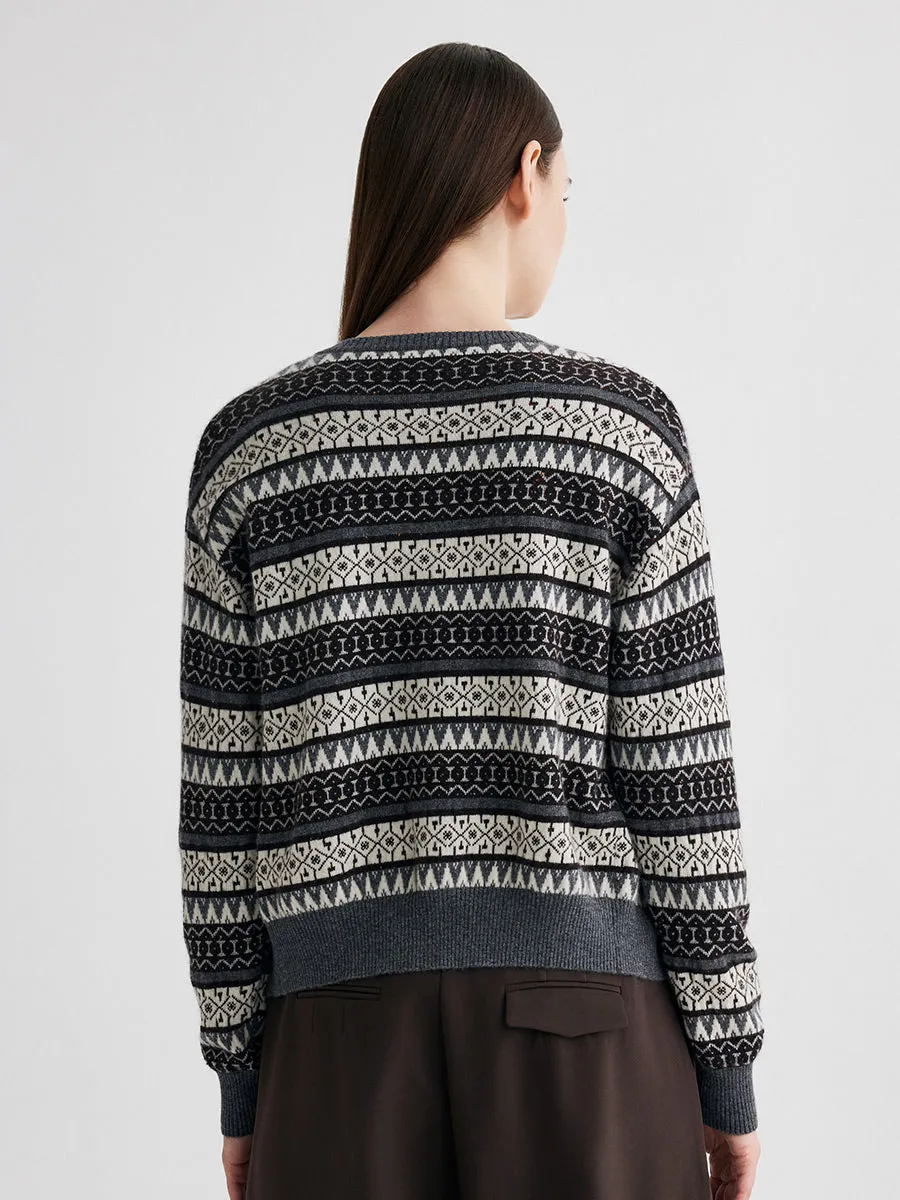 100% Cashmere Women's Fair Isle Knit Cardigan sold by COMOBOCA product image thumbnail 5