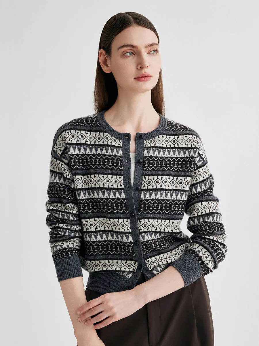 100% Cashmere Women's Fair Isle Knit Cardigan sold by COMOBOCA product image thumbnail 2
