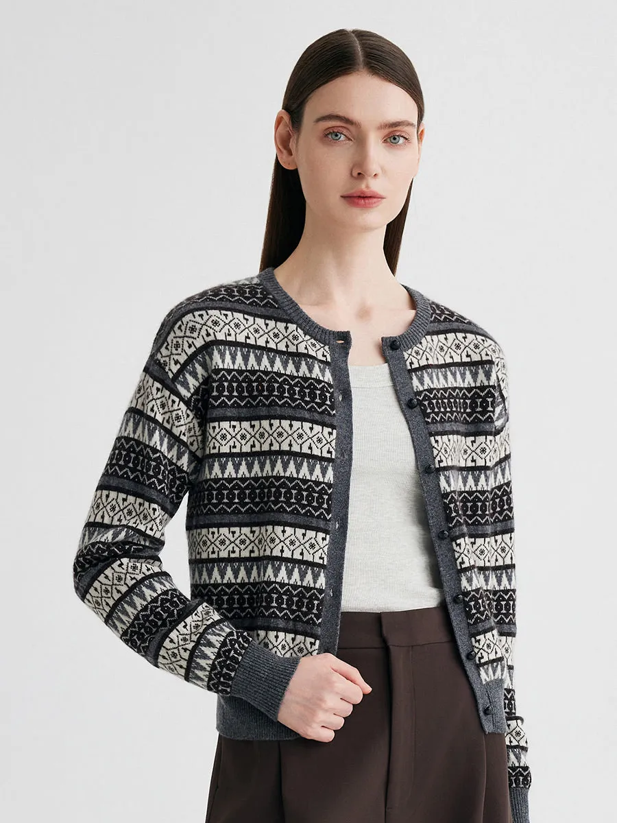 100% Cashmere Women's Fair Isle Knit Cardigan sold by COMOBOCA product image thumbnail 3