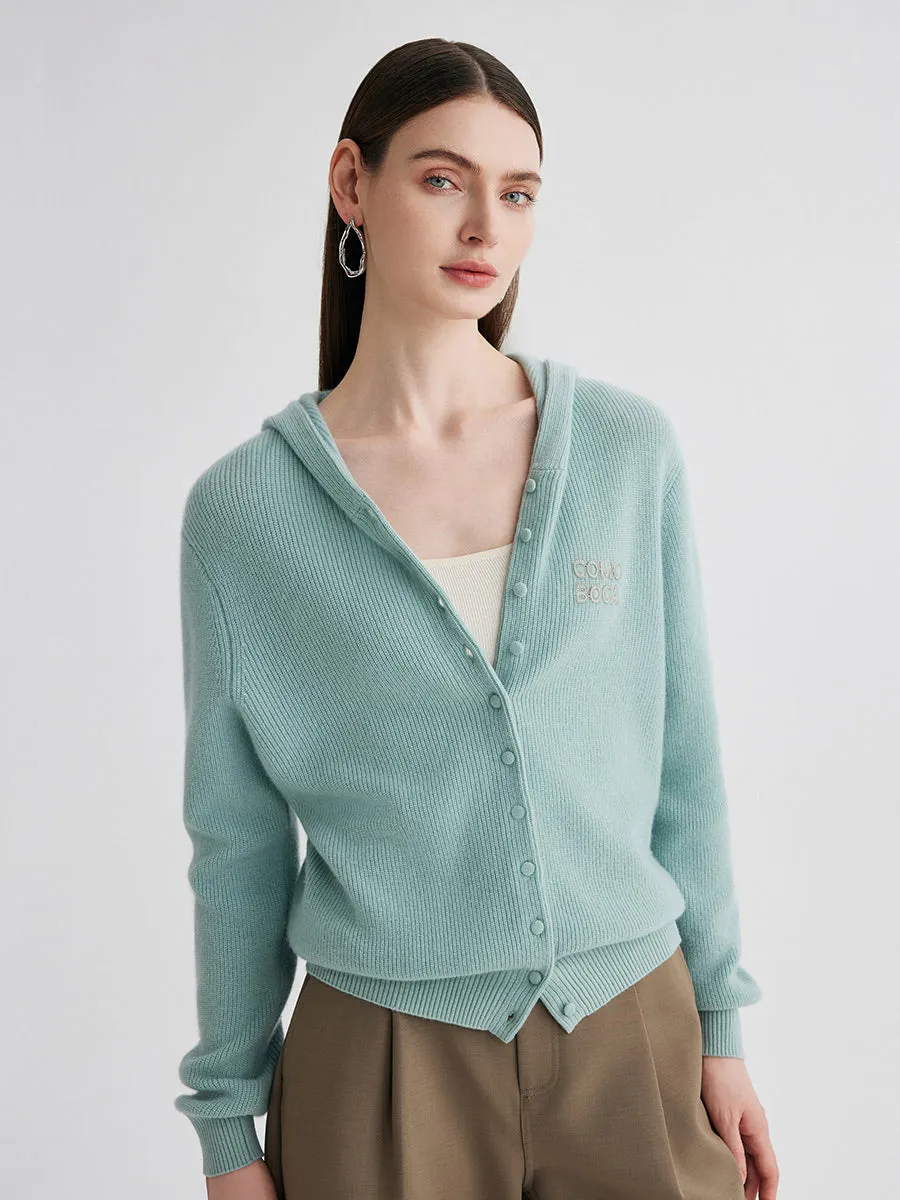 100% Cashmere Women's Button Up Knit Hoodie sold by CB Cashmere product image thumbnail 4