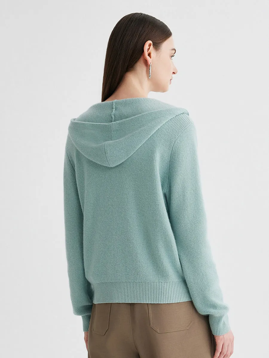 100% Cashmere Women's Button Up Knit Hoodie sold by CB Cashmere product image thumbnail 5