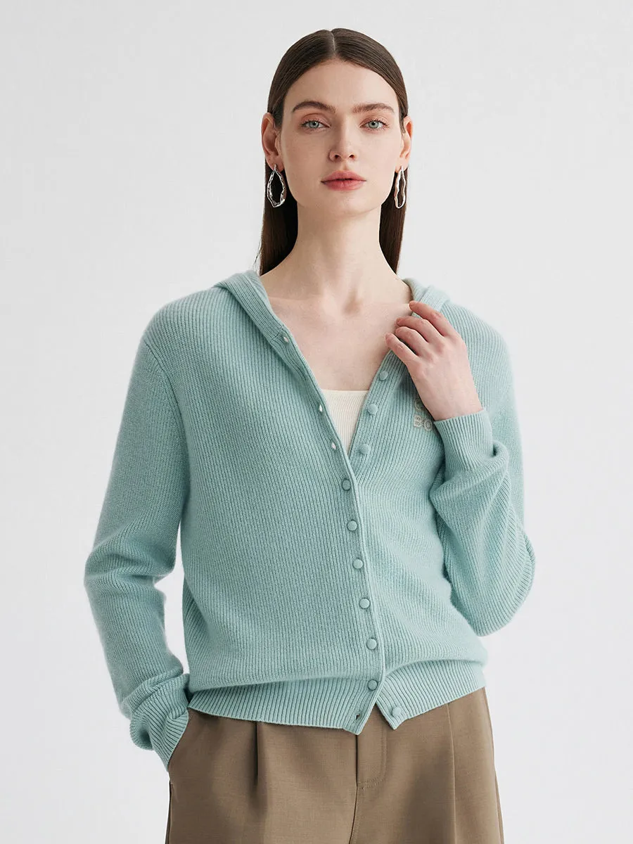 100% Cashmere Women's Button Up Knit Hoodie sold by CB Cashmere