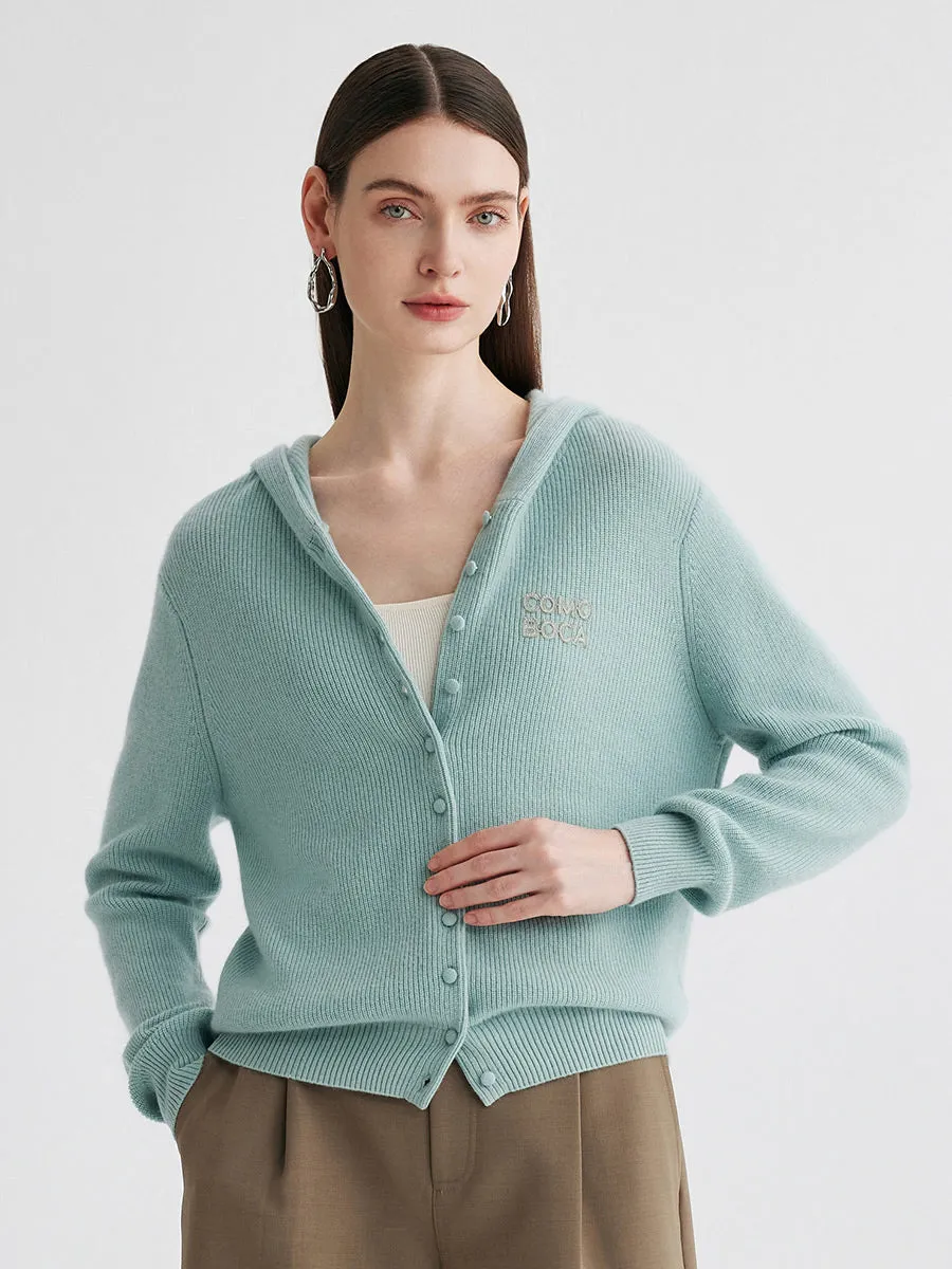 100% Cashmere Women's Button Up Knit Hoodie sold by CB Cashmere product image thumbnail 2
