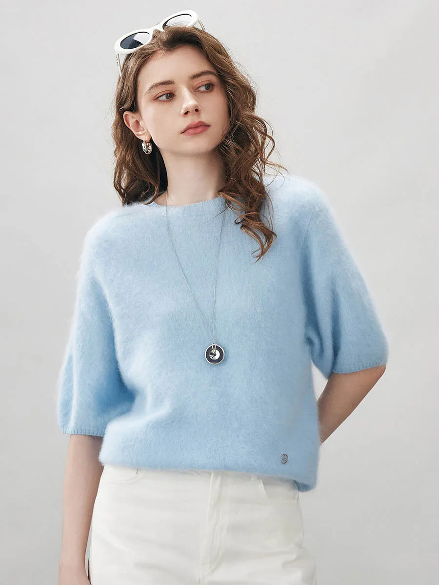 Women's Wool Seamless Brushed Half Sleeve Knit Sweater sold by COMOBOCA