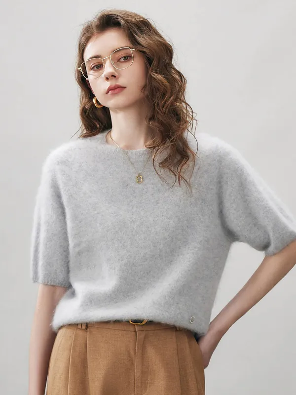 Women's Wool Seamless Brushed Half Sleeve Knit Sweater sold by COMOBOCA