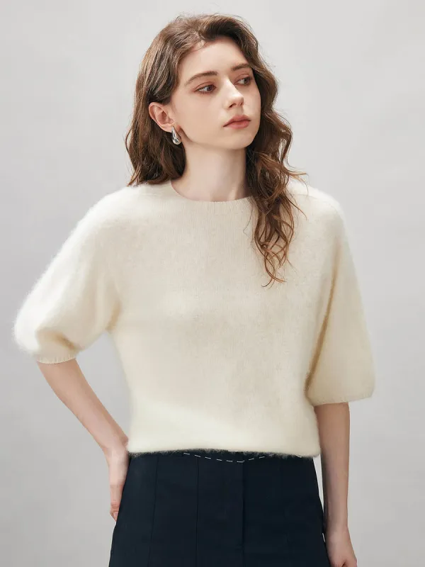 Women's Wool Seamless Brushed Half Sleeve Knit Sweater sold by COMOBOCA