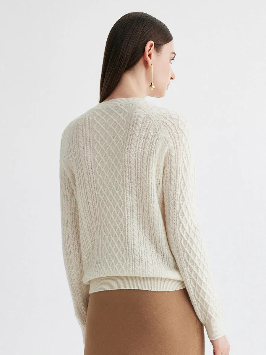 100% Cashmere Women's Cable Knit Button Front Sweater sold by COMOBOCA product image thumbnail 5