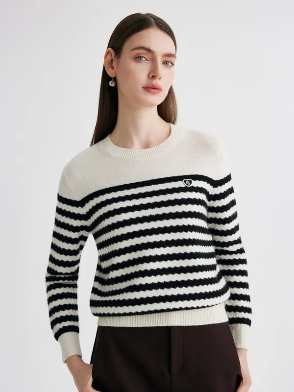 100% Cashmere Women's Striped Round Neck Sweater sold by COMOBOCA